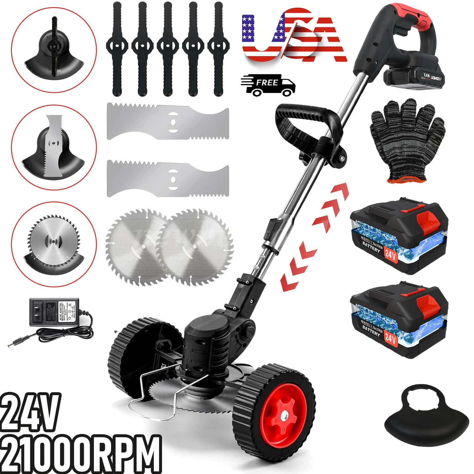 21000RPM Cordless WeedEater Electric Lawn Mower Lawn Edger Grass String Trimmer