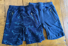 EUC Lot of 2 Hanna Andersson Shorts 5 110 Blue Sharks French Terry Zip Pockets