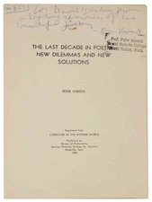 Peter VIERECK / LAST DECADE IN POETRY NEW DILEMMAS AND NEW SOLUTIONS #128520