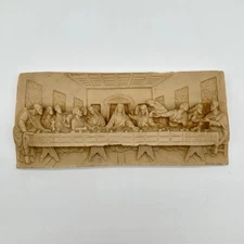 Vtg The Last Supper Wall Hanging 3D Resin Raised Relief Plaque 9.5" x 4.25"