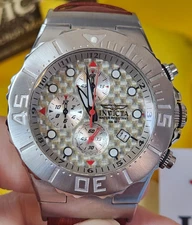 CARBON FIBER Men's CHRONOGRAPH Watch INVICTA 2935 LEATHER BAND - 01304