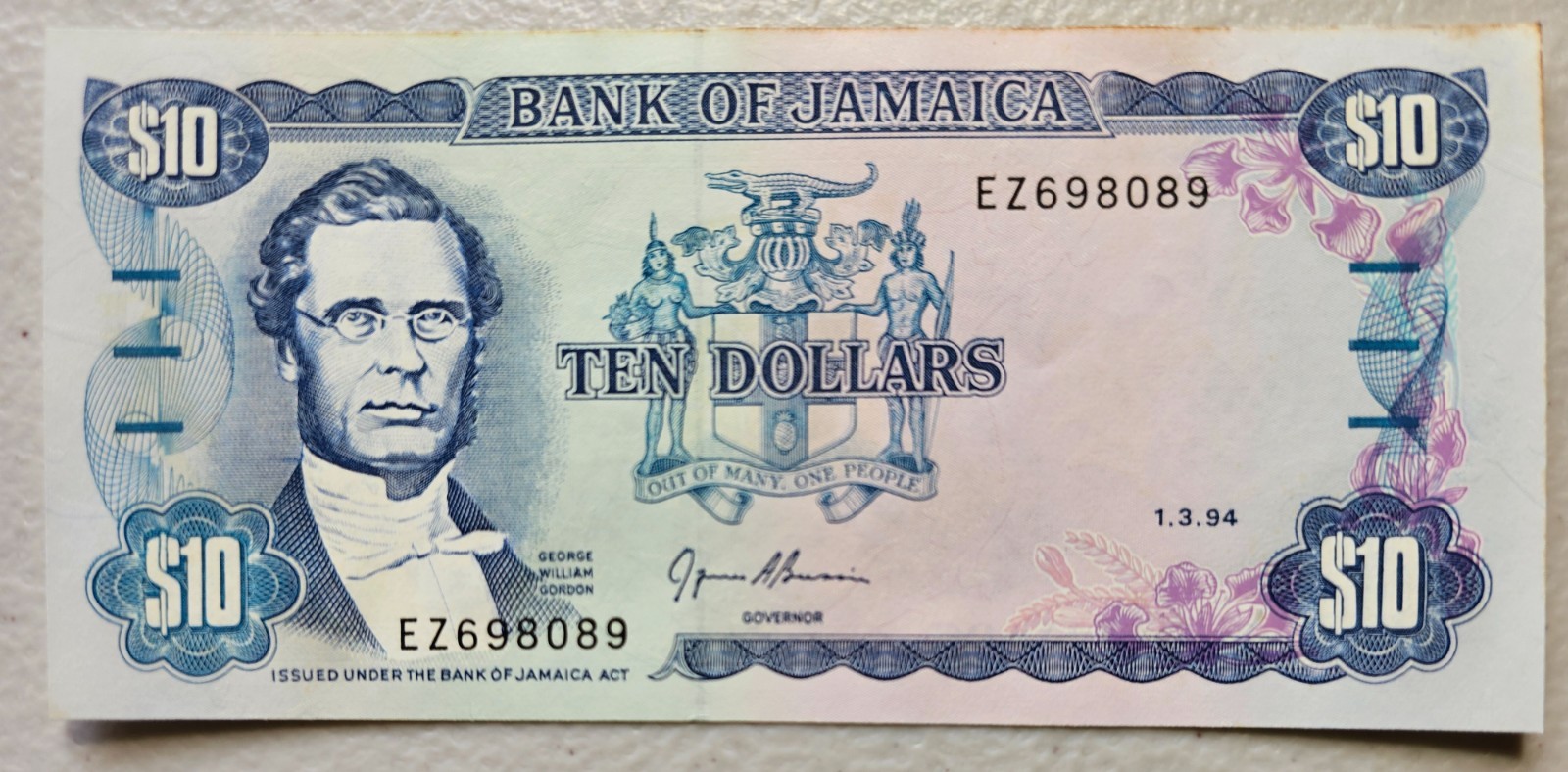 Jamaica 10 Dollars 1994