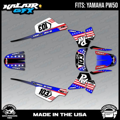 Graphics Kit for Yamaha PW50 (1990-2023) PW-50 PW 50 USA Series- Red Blue