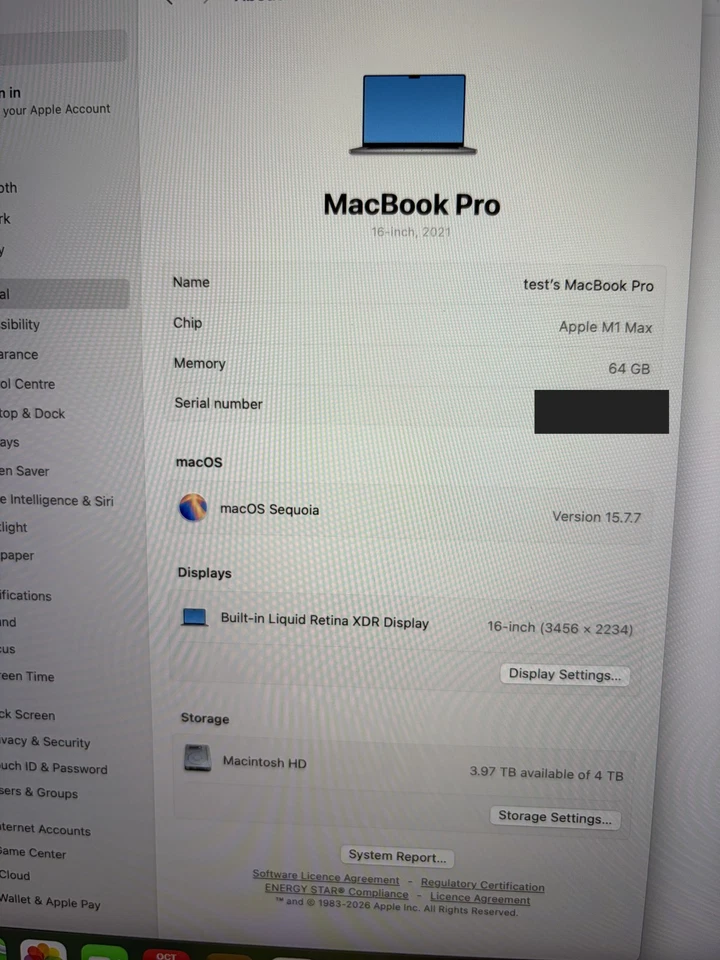 Apple MacBook Pro 16" M1 Max · 64GB · 4TB, photo 2 of 5