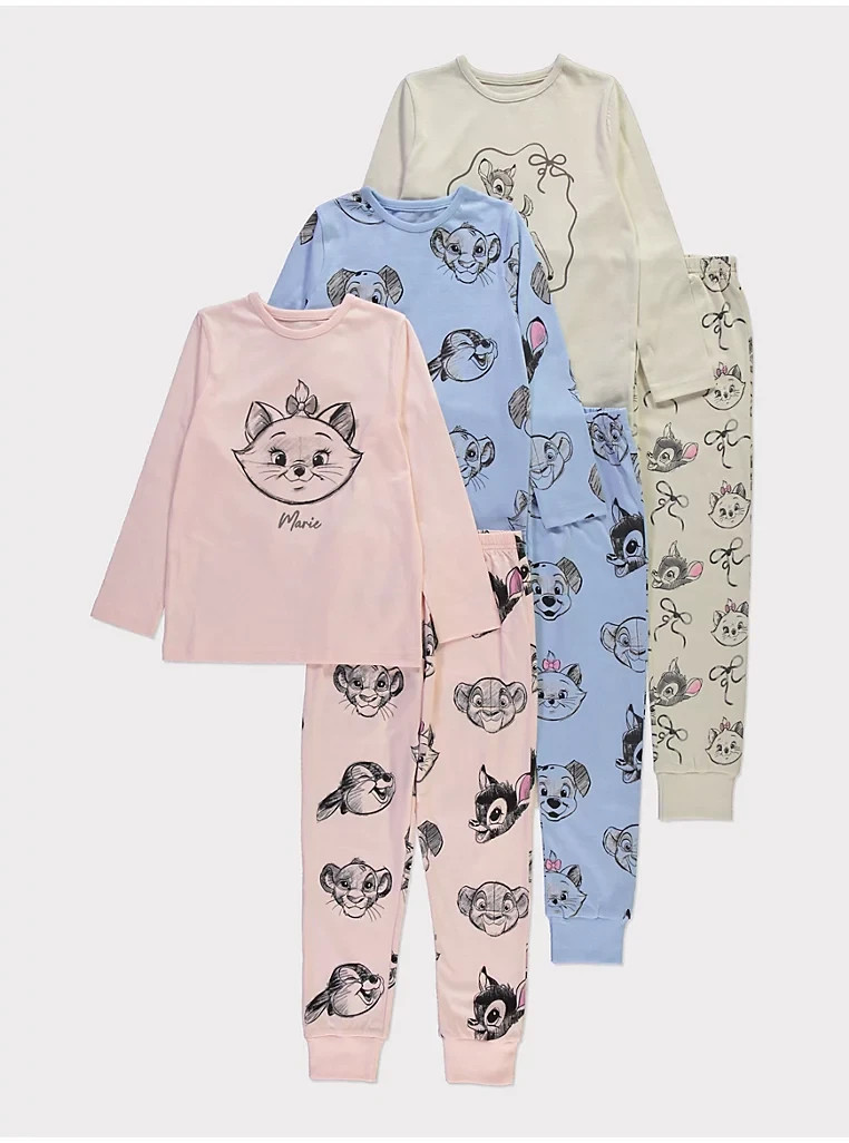 BNWT 5-6 YRS GIRLS ""GEORGE"" SET OF 3 DISNEY PYJAMAS BAMBI MARIE (next day post)