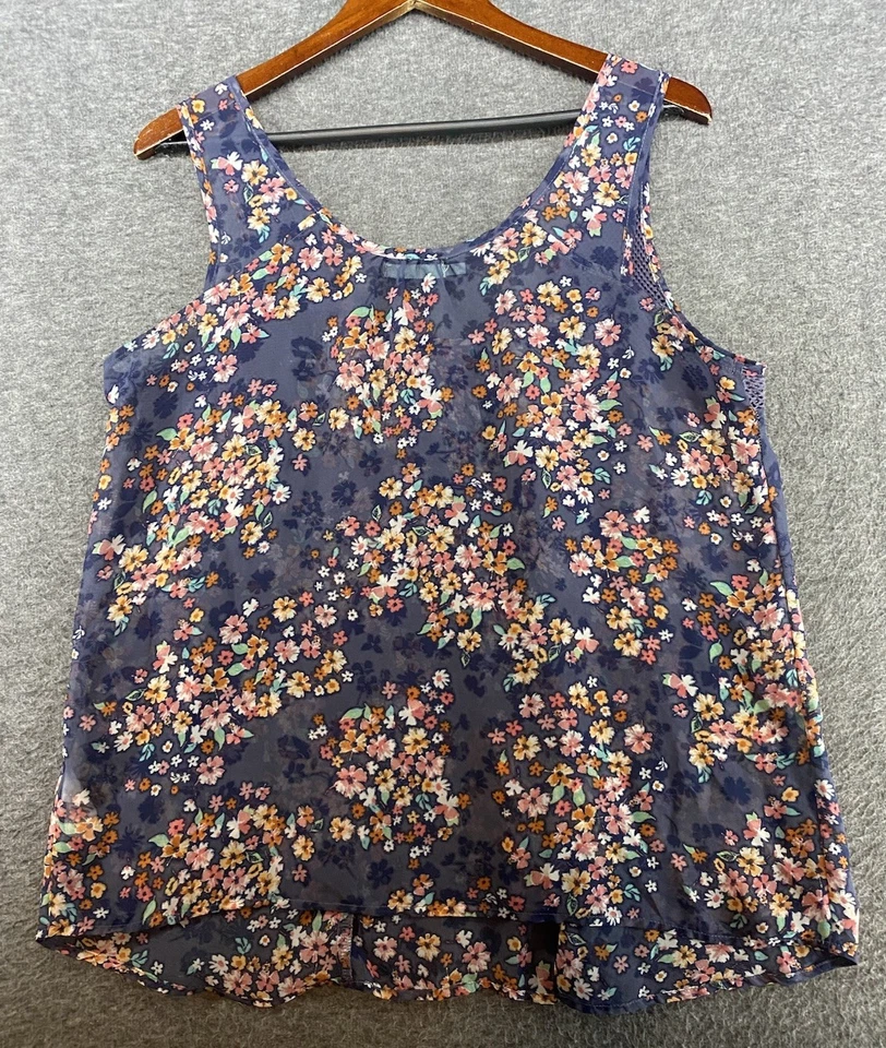 Camiseta sin mangas pulóver con ribete de ganchillo transparente rosa púrpura talla grande de Maurices para mujer Foto 4 de 4