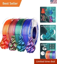Silk PLA 3D Printer Filament Bundle Multicolor Pack 4 Spools 800g
