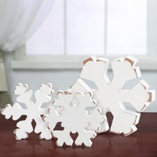 3 Pcs Winter Wooden Snowflake Decor Rustic Winter Snowflake Table Signs Wonde...