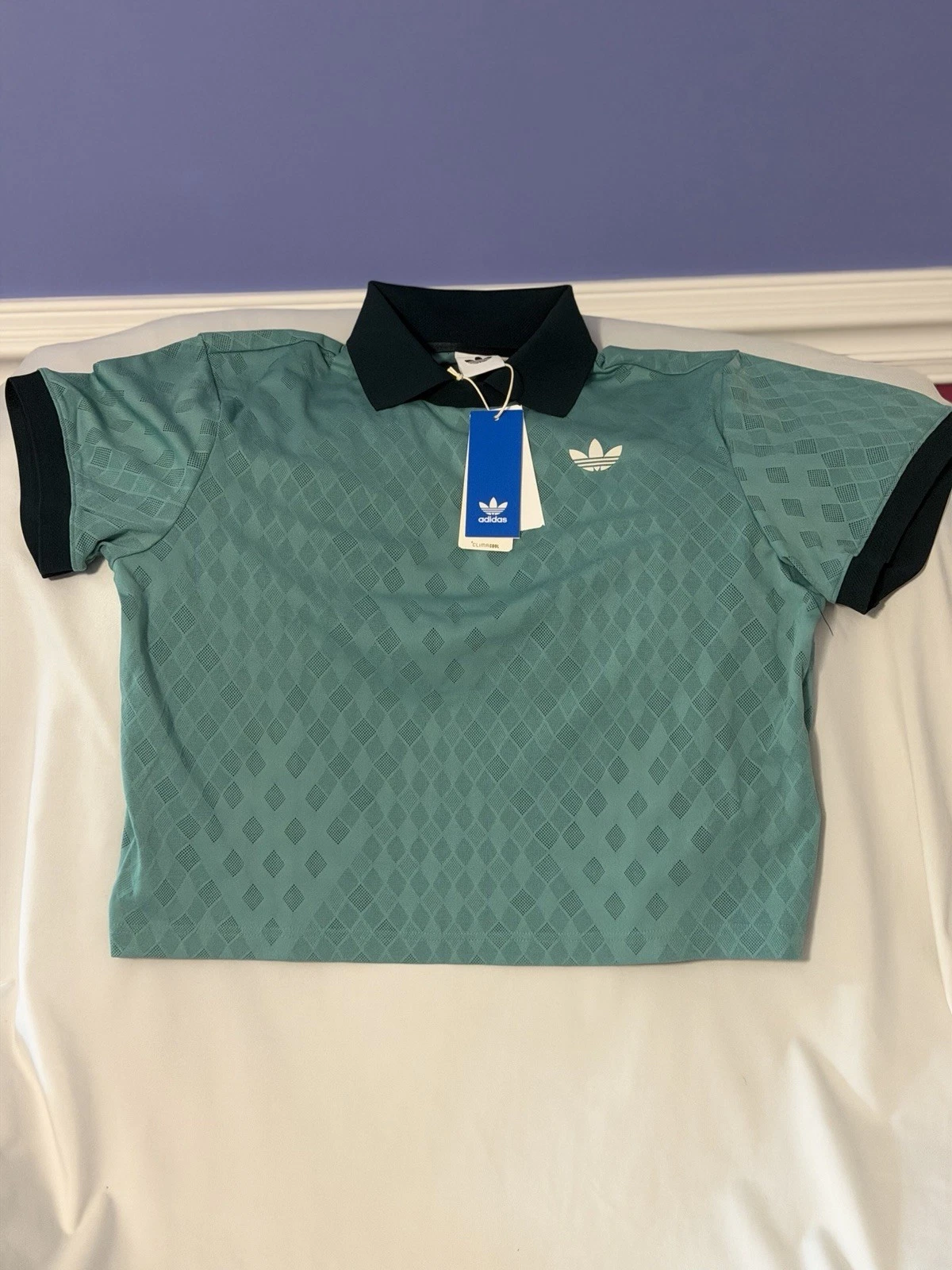 Adidas Tennis Pro Climacool Polo Shirt Powder Teal Women’s Size Medium MSRP $70