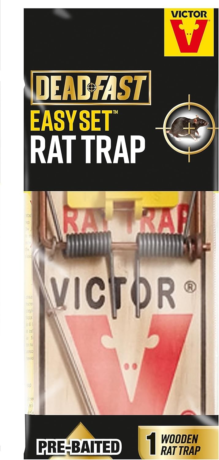 Victor Deadfast Easy Set Wooden Rat Trap Rodent Strong & Easy To Bait