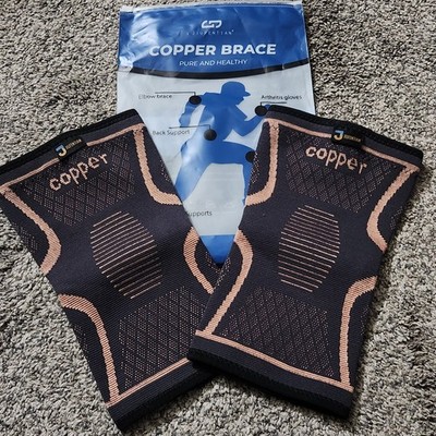 Pack Of 2 Unisex Cooper Knee Braces Knee Support Copper Size Medium NEW