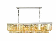 Crystal Chandelier 12 Light Fixture Golden Teak Kitchen Island Dining Room 60"