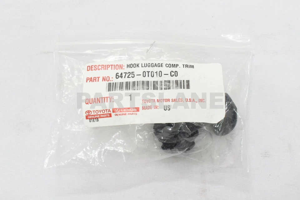 GANCHO MALETERO TOYOTA AVALON CAMRY VENZA FÁBRICA OEM 64725-0T010-C0 Foto 3 de 3