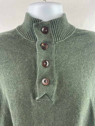 Eddie Bauer Pullover Herren XL grün Pulli 1/4 Knopf L/S Baumwolle Kaschmirmischung - Bild 4 von 11