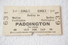 Radley to Paddington British Rail Railway Train Ticket
