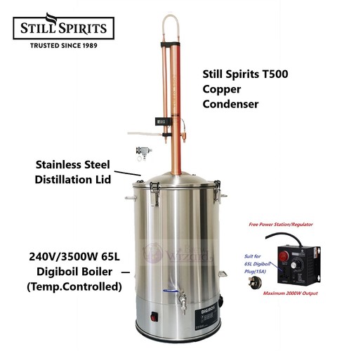 Still Spirits 65L/240V/3500W T500 Copper Reflux Condenser Still Bundle