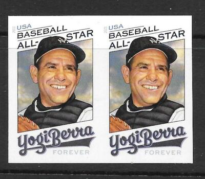 Scott #5608a IMPERFORATE (NO DIE-CUT) Yogi Berra Horizontal Pair