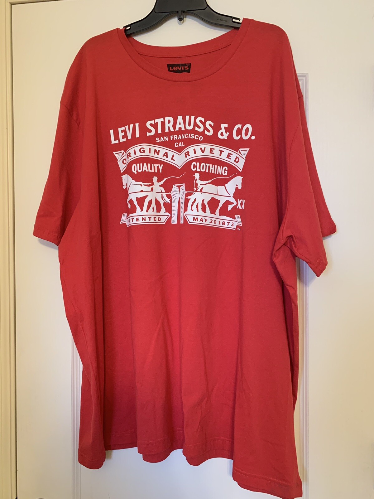 red and white tee shirt