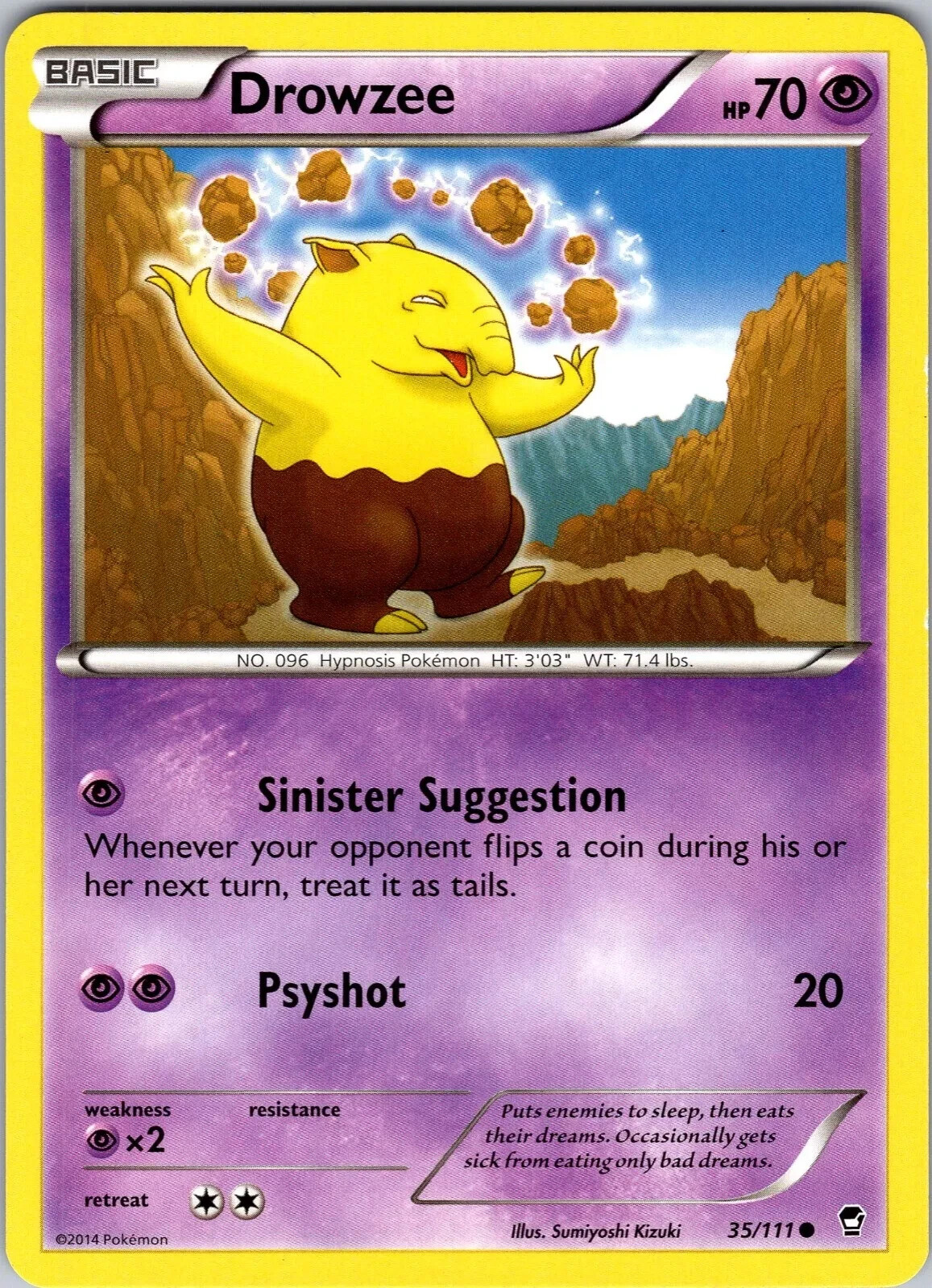 Pokemon TCG Drowzee XY Furious Fists 35/111 Regular Common Card NM