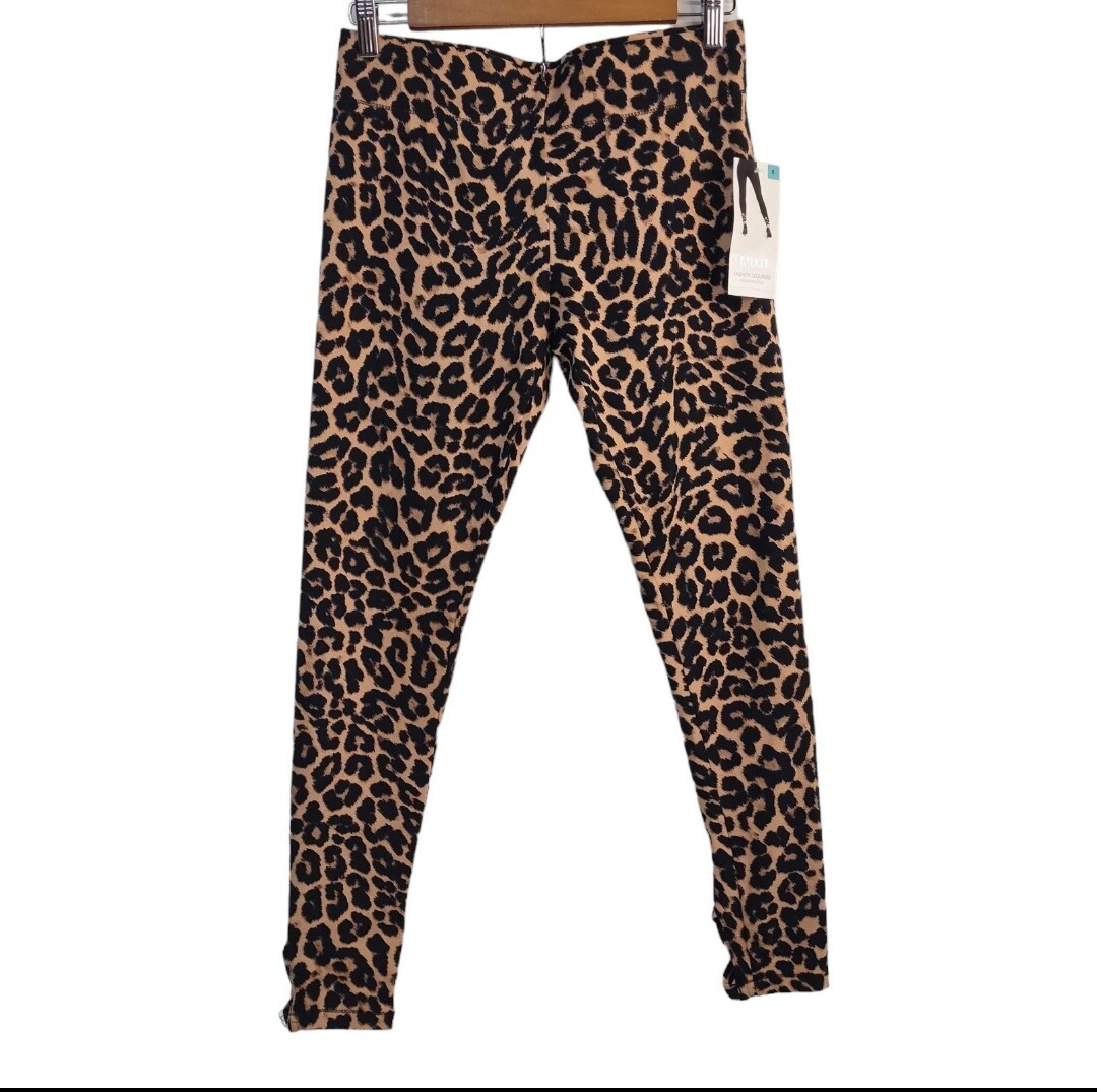 Mixit Women's Leopard Print Fashion Leggings Strappy Detail Size S