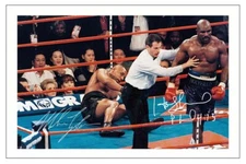 EVANDER HOLYFIELD & MIKE TYSON SIGNED PHOTO PRINT AUTOGRAPH BOXING
