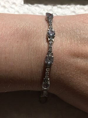 Designer Cote D’ Argent 925 sterling silver Clear Adjustable Tennis  Bracelet UK