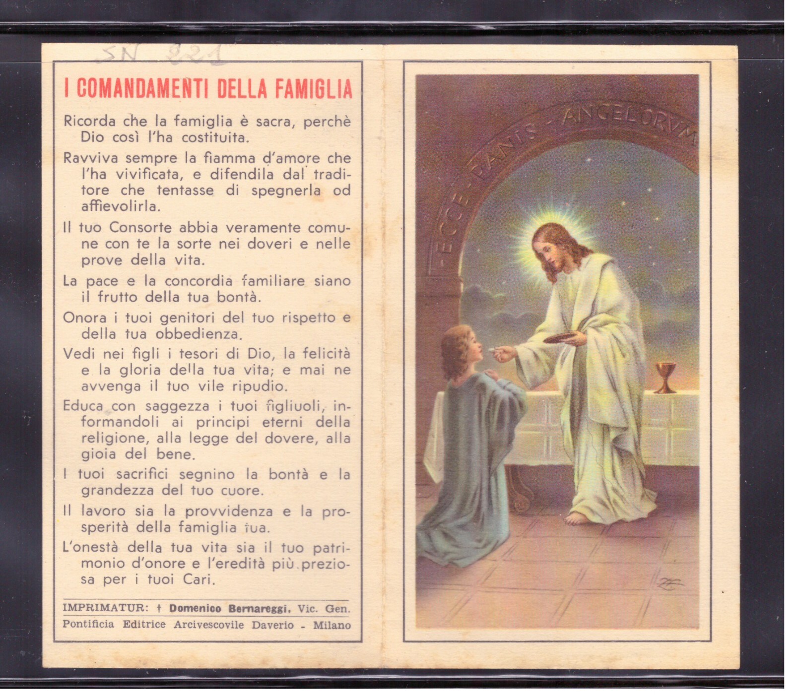 Santino 1953 Comunione Pasquale Miagliano Biellese SN221