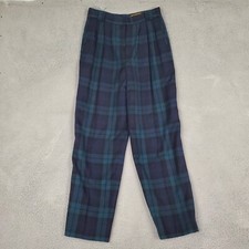 VTG Collectible Gold Giorgio Sant Angelo Pants Womens 12 Green Plaid Pleat Lined