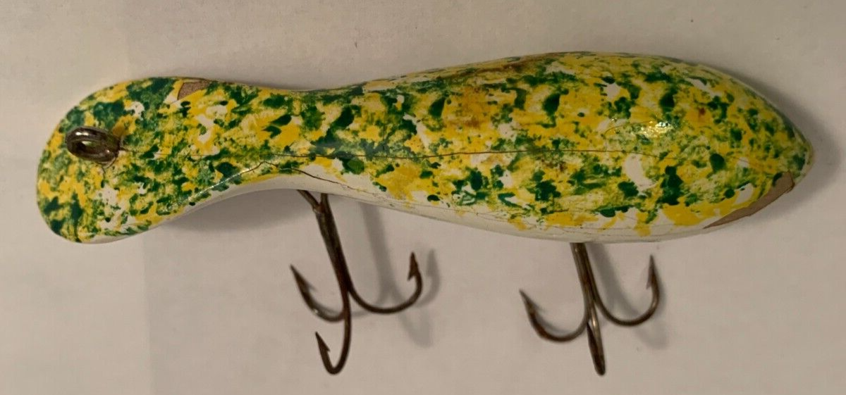 VINTAGE RUSH TANGO SWIMMING MINNOW FISHING LURE YELLOW GREEN WHITE