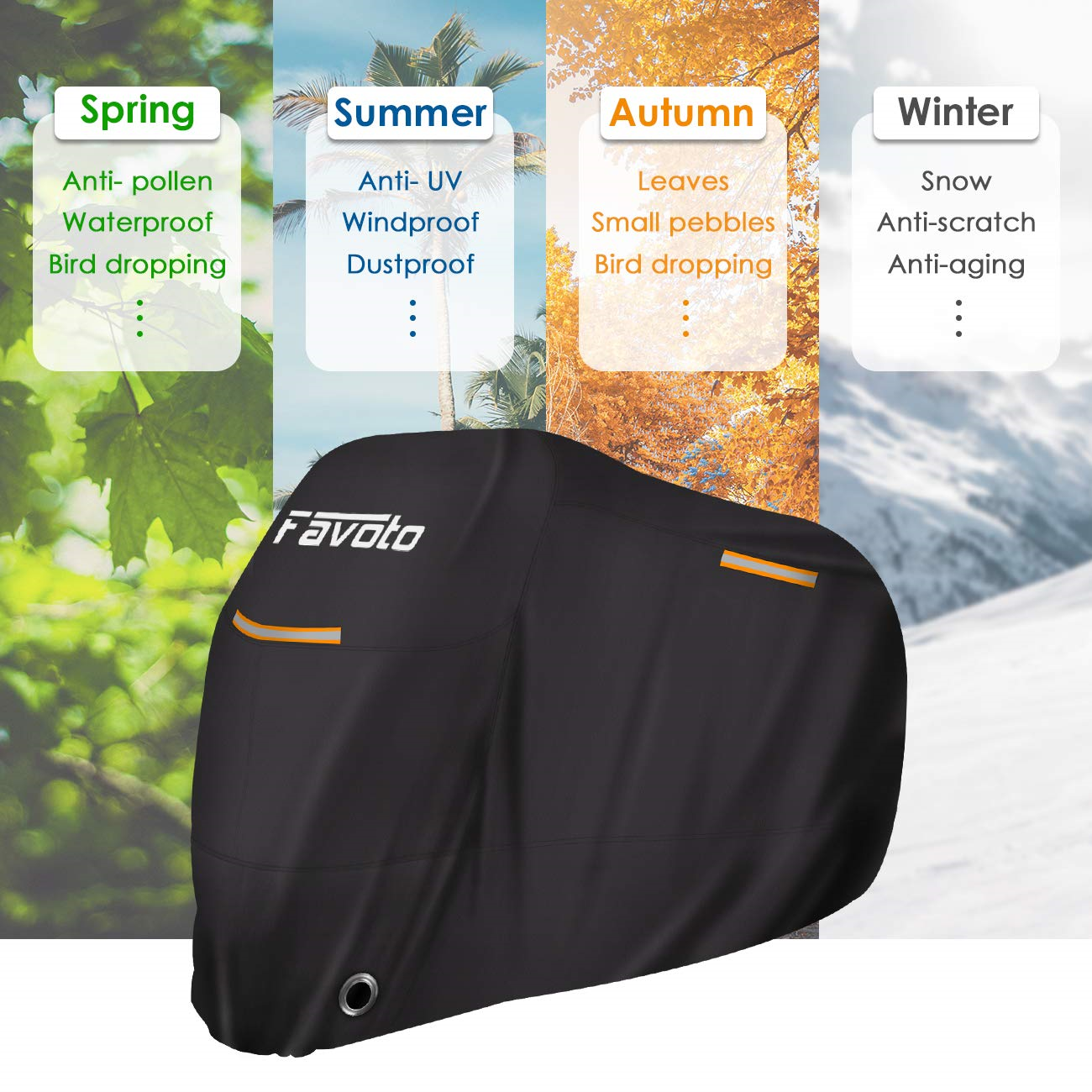 Favoto Motorcycle Cover, All Season Universal Weather Waterproof