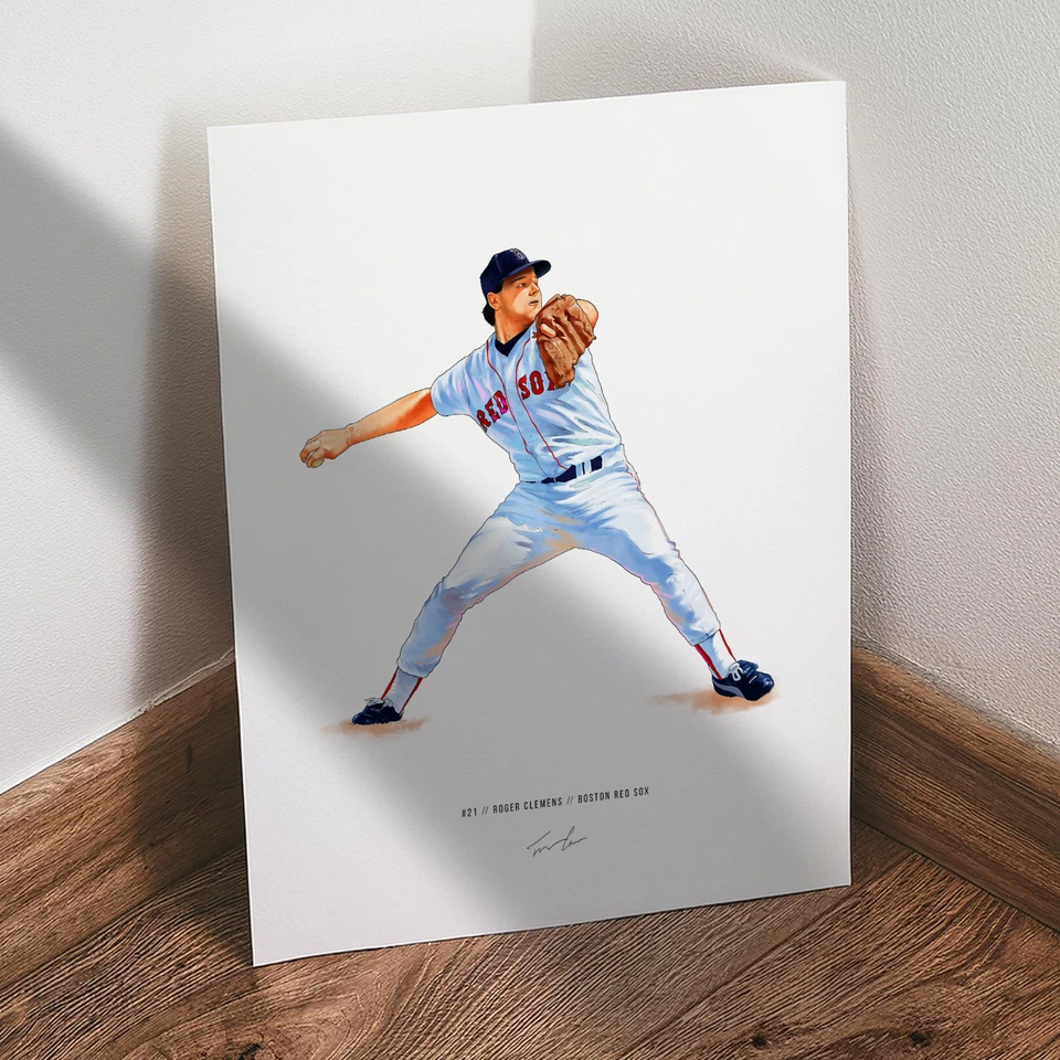Póster de béisbol Roger Clemens Boston Red Sox V1 8x10 impreso arte ilustrado Foto 3 de 4
