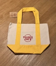 Trader Joe's Mini Canvas Tote Bag  Yellow NEW