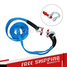 2 20ft Heavy Duty Tow Strap 20000 Lb Capacity D-ring Hook Blue