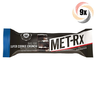 9x Bars MET-Rx Big 100 Super Cookie Crunch Meal Replacement Energy Bar 3.52oz