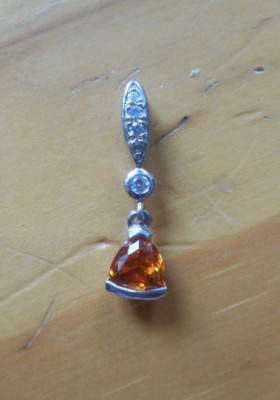 925 Silber Anhänger von Diamonique mit citrin -farbenem Zirkon