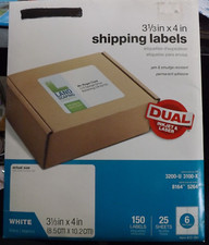 NEW Avery 3 1/3 x 4" White shipping labels 150 ct 25 sheets Dual inkjet  laser