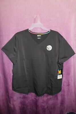 NEW ♈Woman's Solid Mock Wrap scrub Top by Scrubstar Ultimate size L~Pewter