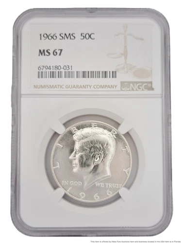 NGC 1966 SMS MS 67 Kennedy Half Dollar 50c Fifty Cent US American Coin
