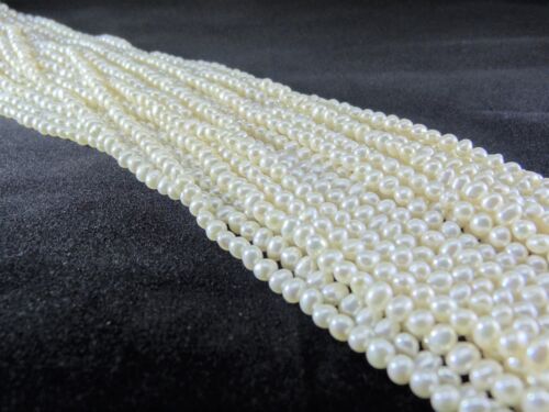 Perline perla d'acqua dolce naturale bianco avorio taglia scelta patate rotonde A+ - Foto 3 di 4