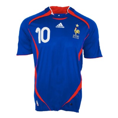 2006 France Home  WC  06 Retro Soccer Jersey, Size Large (SlimFit)