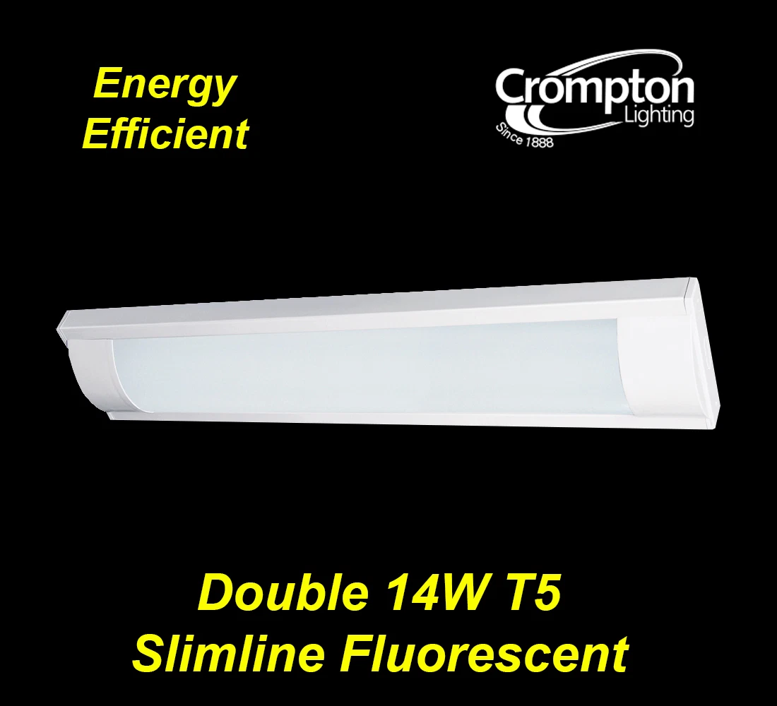 Crompton Double 14W T5 Slimline T5 Fluorescent Light with Diffuser Surface Mount