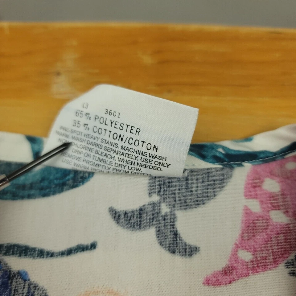 Ocean Scrub Jacket Womens M Fish Starfish Scrub Coat Medical Dental Aquatic - Image 3 of 4