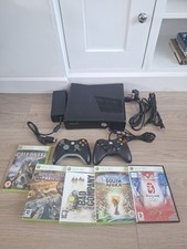 Microsoft Xbox 360 Slim Black 250GB Console Bundle, Games, Controllers
