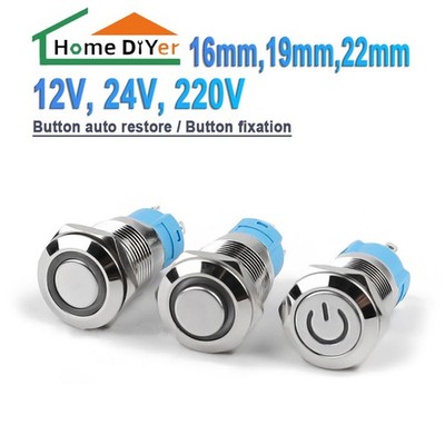 Flat/Convex top Metal LED Push Button Momentary Latching Switch 12V 24V 220V