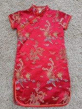 Chinese Red Satin Qipao Dress For 3-4 years old Girl New