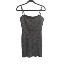Altar’d State Women Medium Bodycon Black Glitter Sparkle Mini Dress Fitted #7344