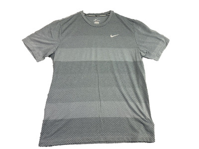 Nike Running T-Shirt Dri-Fit Touch Tailwind Mens Large Grey Crew Short Sleeve