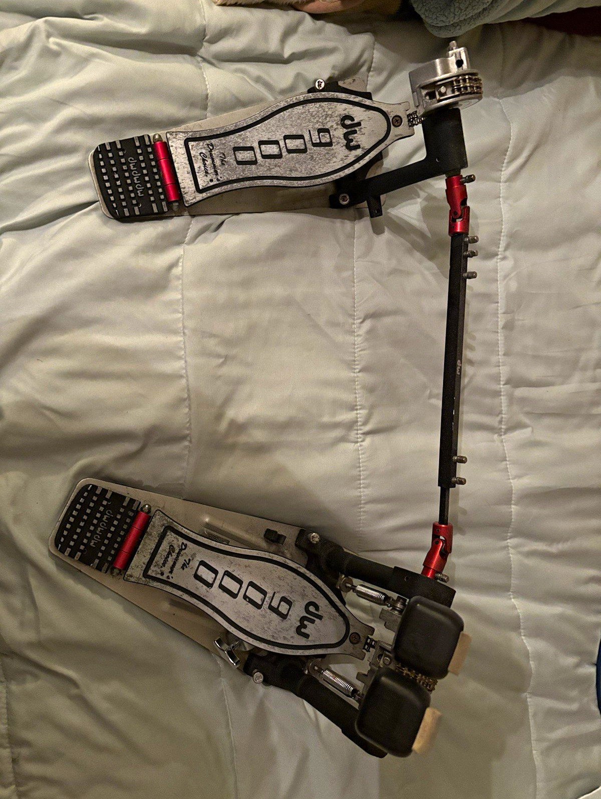 DW 9000 Double Chain Double Bass Drum Pedal w/ Drive Shaft & Beaters