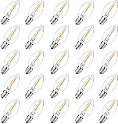 25 Pack C7 Led Replacement Light Bulb, 0.6W Clear Glass Transparent 