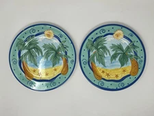 HausenWare 2 Beach Theme Design Dinner Plates Beach & Palm Trees